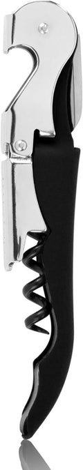 True Truetap Double Hinged Waiter's Corkscrew Wine Opener, Stainless Steel Wine Bottle Opener with Foil Cutter, Home Bar Tools, Bar Cart Accessories, Wedding Gifts, Set of 1, Black