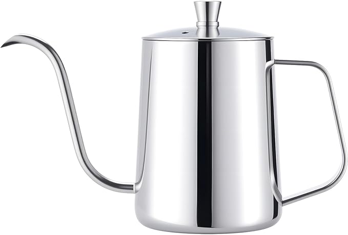 PARACITY Pour Over Kettle with Lid, Gooseneck Spout Coffee Tea Pot with Lid,20oz Hanging Ear Hand Blunt Long Narrow Drip Cup Gooseneck Kettle, Camping Coffee Pot for Travel Outdoor(Stainless Steel)