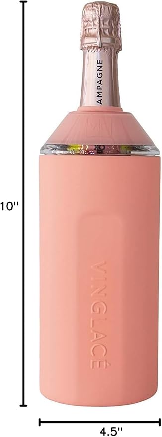 Personalized Vinglacé Wine & Champagne Bottle Chiller - A Unique Customized Gift for Wine Lovers (Coral)