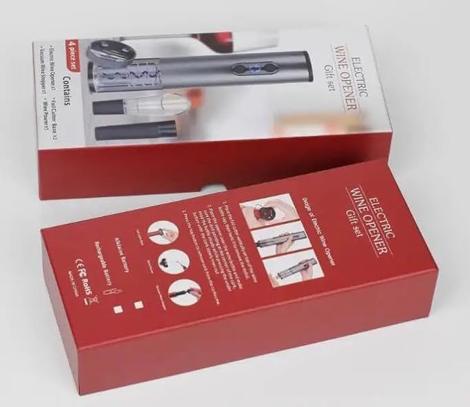 Electric Wine Opener Gift Set with Aerator & Pourer, Foil Cutter, Vacuum Preservation Stopper, Rechargeable, Wine accessories for Home and Bar.