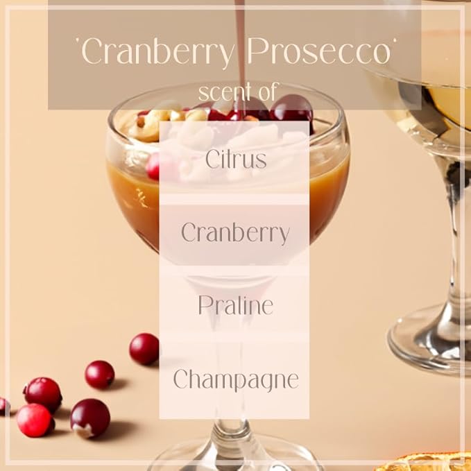 Cranberry Prosecco Natural Soy Wax Scented Candle – Crafted in USA, Seattle – Gift for Birthday, Meditation, Home, Spa – Aroma Candle for Relaxing – Aromatherapy Scented Candles for Women & Men