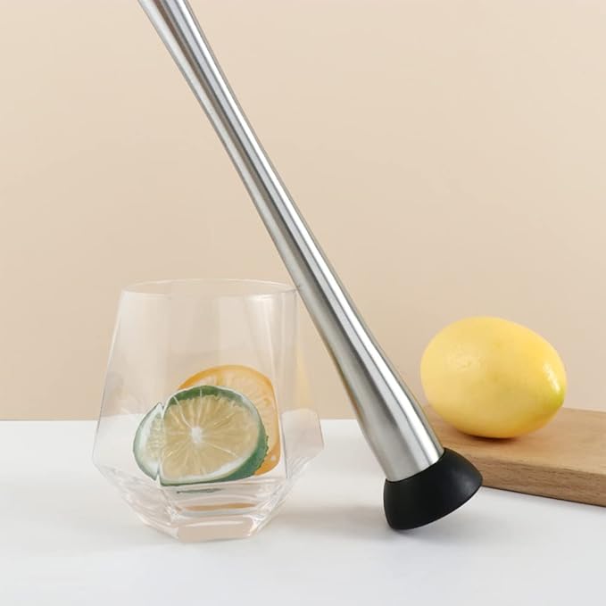 Vctitil Stainless Steel Cocktail Muddler and Mixing Spoon,Home Long Stainless Steel Masher,DIY Drink Wine Juice Barware Mixer Tool(11.5inch)