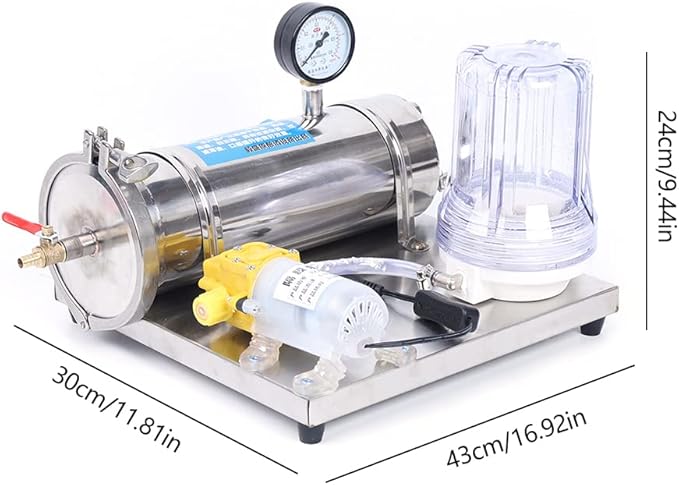 Stainless Steel Wine Beer Mead Liquid filter, Three-stage Filtration Technology Mini Liquor Filter System Small Household Wine Filtering Machine Alcohol with Brewing Kit for DIY Whisky Wine Brandy