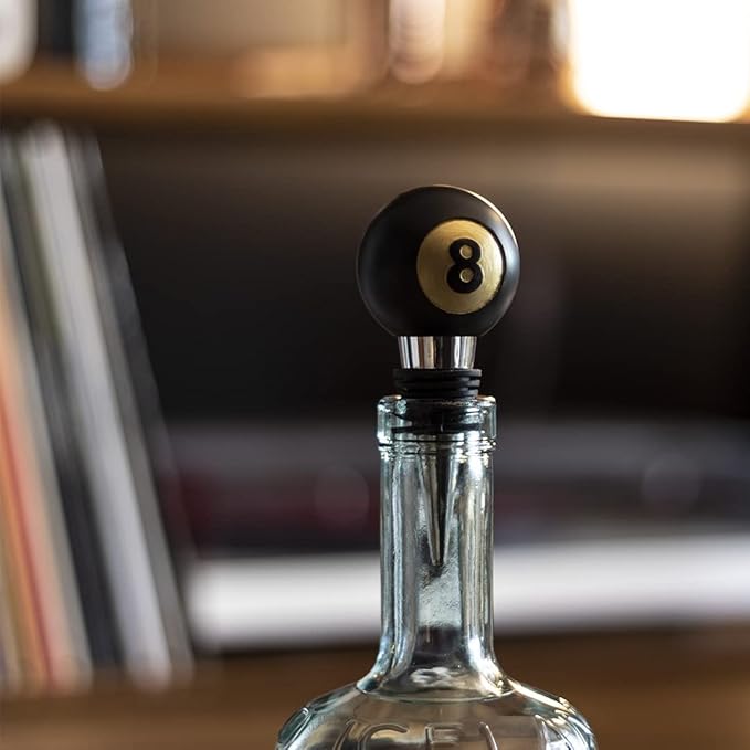 Iron & Glory Wine Stopper 8-Ball | Decorative Wine Stoppers & Kitchen Gadgets | Luxury Bottle Stopper Wine Accessories | Wine Gifts | Reusable Liquor, Champagne & Wine Saver | Gifts For Wine Lovers