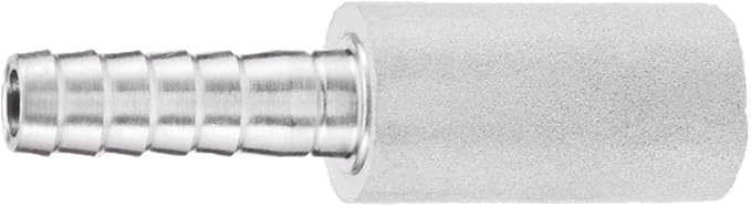 Stainless Steel Aeration Stone, 0.5 Micron Diffusion Stone with 1/4" Hose Barb, Stainless Steel Aeration Oxygenation Stone Carbonating Stone for Home Brewing Beer (Pack of 2)