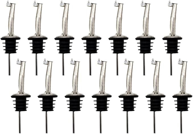 12 Pack Stainless Steel Liquor Bottle Pour Spout Tapered Spout (Flip Cap), Speed Pourer for Alcohol, Olive Oil, Wine, Vinegar and Liquid, Suitable for 3/4 inch Bottle Mouth