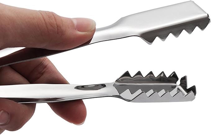 2Pcs Ice Tongs for Jumbo Ice Balls and King Cubes, Stainless Steel Ice Tongs for Ice Bucket with Serrated for Cocktails Whiskeys Drink Coffee