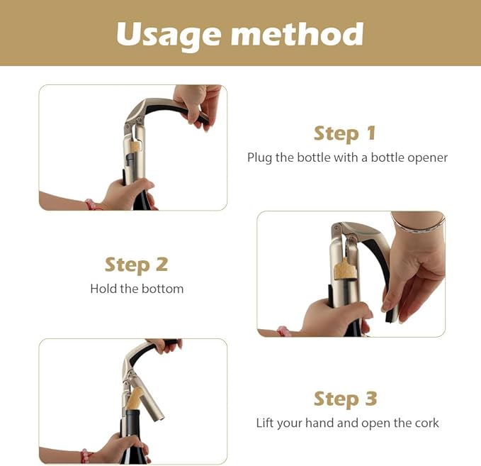 Champagne Bottle Opener, Bar Jar Cork Puller, Zinc Alloy Sparkling Wine Cork Puller with Ergonomic Handle, Durable Bottle Opening Tool for Wine Lovers(SIZE:Opener)