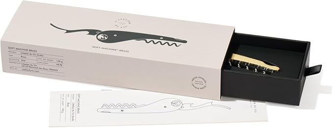 L'Atelier du Vin Soft Machine Brass Sommelier Corkscrew, L 12,5 cm x l 3 cm x h 1,5 cm