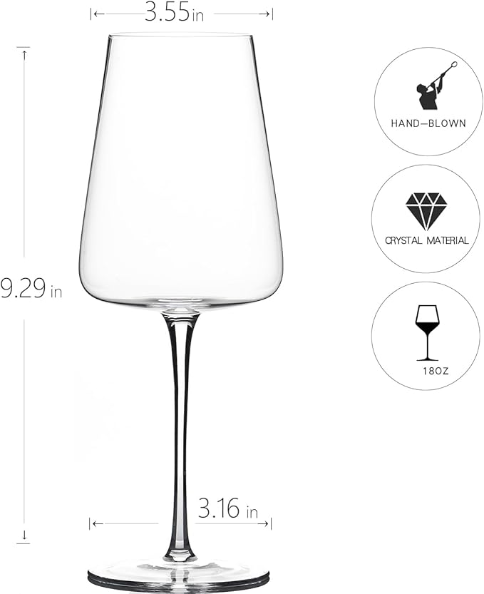 Red Wine Glasses Set of 4, Premium Crystal Wine Glasses Hand Blown,20 oz,Thin Rim,Long Stem,Perfect for Red or White,Daily Use,Unique Wedding Anniversary or Birthday Gift