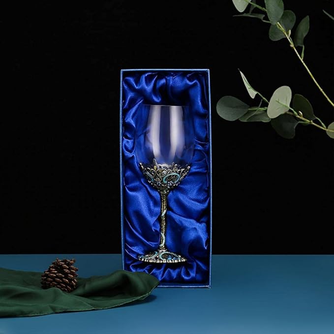 Simcat Handmade Painted Enamel Flower Glass Wine Glasses Transparent Refined Goblet, Stem For Cabernet, Gifts (enamel)