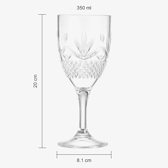 Shatterproof Tritan Stemmed Fancy Wine Glasses Goblets, Resalable | 4 Set | Clear Colors Crystal Glass Lookalike Crystal Acrylic Drinkware, Reusable Unbreakable BPA-free plastic, Outdoor & Indoor 11OZ