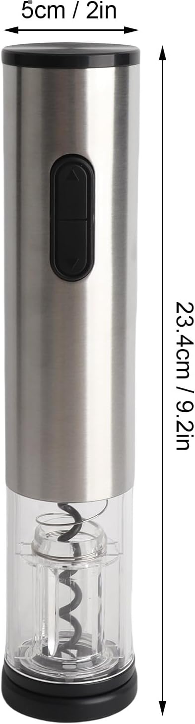 Electric Wine Opener, Automatic Wine Bottle Opener with LED Light, Battery Operated Corkscrew for Party Camping, Stainless Steel and PC Portable Wine Opener