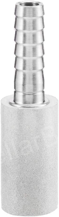 0.5 Micron Diffusion Stone 1/4" Barb Stainless Steel Aeration Stone Carbonater Stone with 3.3 Ft Silicon Hose Tubing 1 Pcs Beer Clamp for Homebrew Wine Beer