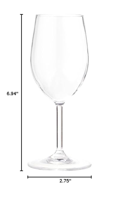 Carlisle FoodService Products Alibi Wine Glass for Restaurants, Catering, Kitchens, Plastic, 8 Ounces, Clear