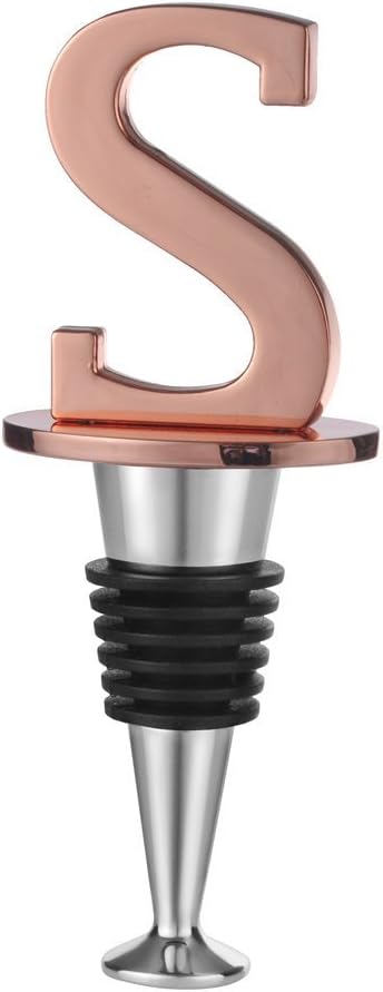 Miicol Wine Bottle Stopper, Prosecco Topper, Rose Gold Wine Stopper, Personalised Champagne Stopper, Initial Funny Prosecco Gift, Wine Lovers Gift, Kitchen Decor, Letter S