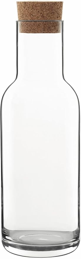 Luigi Bormioli Sublime 34 oz Glass Carafe with Cork Stopper – 10.4" Lead-Free Crystal Wine Decanter for Water & Wine – Elegant Serving Bottle, Clear Glass Serveware, Made in Italy