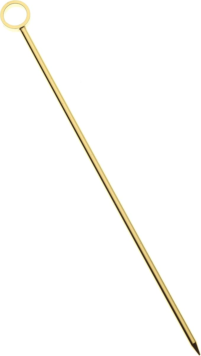 Barfly Cocktail Picks, Circle, Gold Plated, Set 12, 4.5"