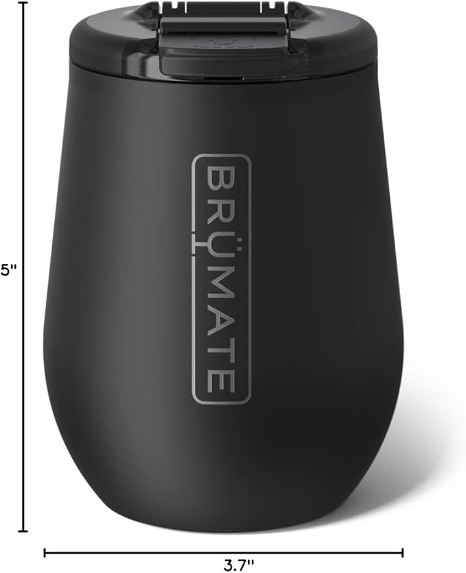BrüMate Uncork'd 14oz 100% Leakproof Insulated Wine Tumbler | Locking Lid | Insulated Stainless Steel Wine Glass | Perfect For Travel & Outdoors | BPA-Free (Matte Black)