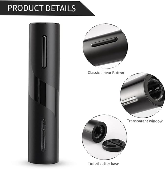 Battery Operated Wine Bottle Openers, Electric Wine Opener with Foil Cutter, One-click Button Reusable Automatic Wine Corkscrew Remover for Wine Lovers Gift Home Kitchen Party Bar Wedding