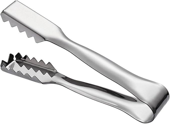 2Pcs Ice Tongs for Jumbo Ice Balls and King Cubes, Stainless Steel Ice Tongs for Ice Bucket with Serrated for Cocktails Whiskeys Drink Coffee