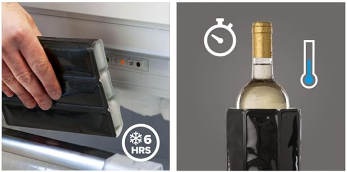 Vacu Vin Wine Cooler Sleeve – Flexible Rapid Wine Bottle Chiller – Reusable Ice Pack Sleeve – Elegant & Portable – Fits 750ml Bottles – Keeps Wine Cold in Minutes Fast, Elegant – Sand