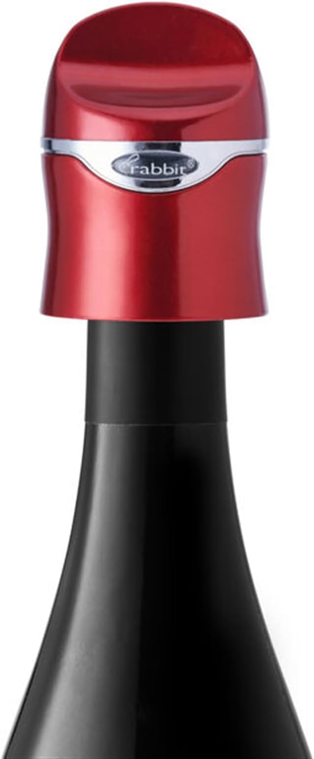Rabbit Aerate and Preserve Wine Set, Wine/Champagne Sealer and Super Aerator (Red), Standard
