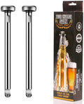 Beer Chiller Sticks for Bottles with Bottle Opener, 2 Pc/Set Reusable Freezer Safe Chilling Rods, BPA Free Stainless Steel, Chill Drinks Fast, Unique Birthday for Dad, Boyfriend
