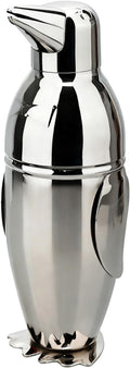 Penguin Cocktail Shaker, Bartender Shakers 17oz with Built-In Strainer, Unique Design Stainless Steel Martini Shaker Professional Bar Mixology Tool, Sliver Drink Mixer Bartending Essential