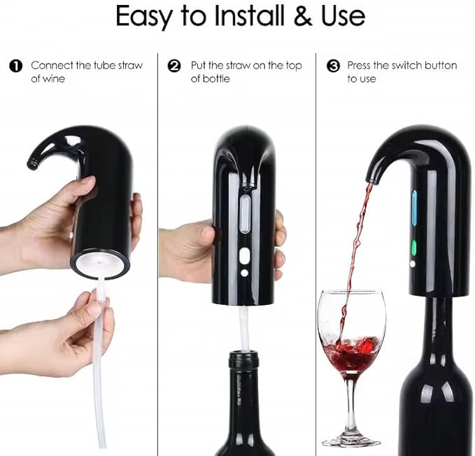 Electric Wine Aerator and Dispenser, Automatic Wine Pourer with Smart Dispensing, Rechargeable Bottle Holder