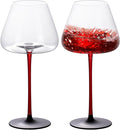 KAMMAK Wine Glasses Set of 2, 24.35 oz Hand Blown Crystal Bordeaux Wine Glasses, Thin Rim & Long Stem, Perfect for Red & White, Daily Use, Wedding or Birthday Gift with Gift Box, XH-H250 Black Base