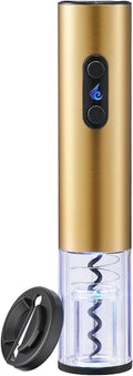 Battery Operated Electric Wine Opener by ELMWAY - Stainless Steel Electric Corkscrew with LED Light & Foil Cutter, Simple Push-Button Operation for Wine Lover (Gold, 4 x AA Not Included)