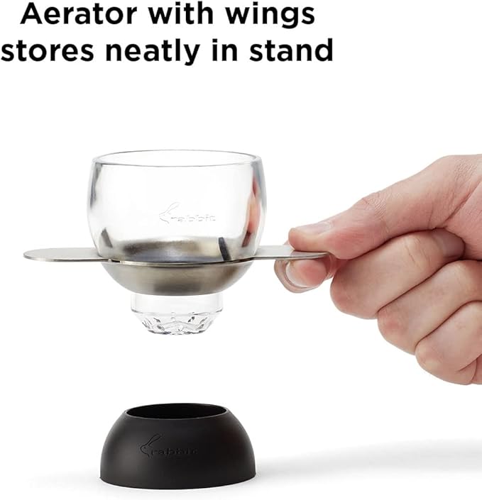 Rabbit Wine, Wine Aerator with Sediment Strainer and Stand, Hand-Free Wine Decanter for Red Wine Lovers, 3.35 x 3.35 x 5.6 IN