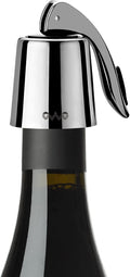 OWO Stainless Steel Wine Bottle Stopper, Reusable Wine Saver with Silicone Seal, Decorative Bottle Sealer, Keeps Fresh（Metal Black, 1 Pack)