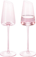 KAMMAK Wine Glasses Set of 2, 7.44 oz Hand Blown Crystal Bordeaux Wine Glasses, Thin Rim & Long Stem, Perfect for Red & White, Daily Use, Wedding or Birthday Gift with Gift Box, XH-H260 Pink