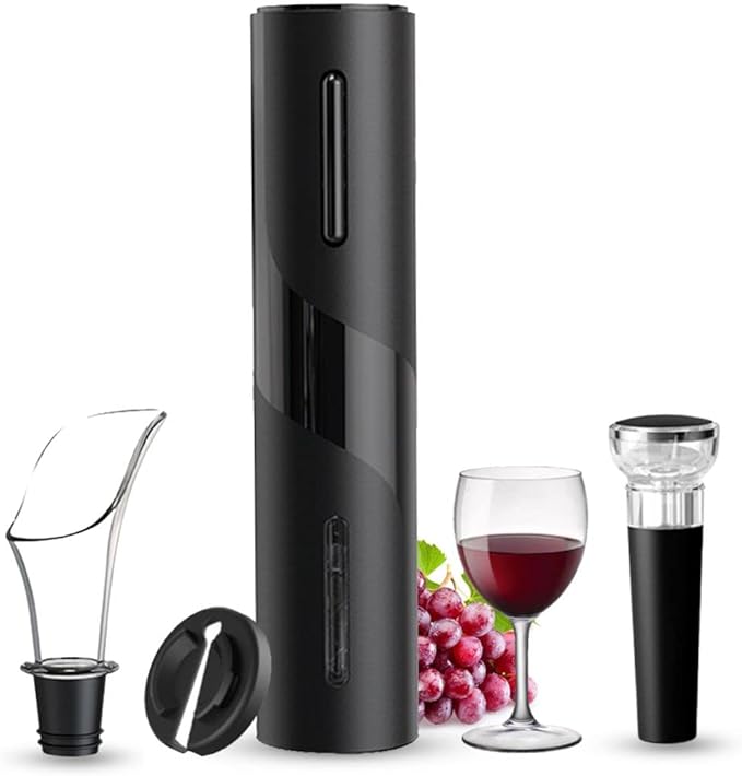 Battery Operated Wine Bottle Openers, Electric Wine Opener with Foil Cutter, One-click Button Reusable Automatic Wine Corkscrew Remover for Wine Lovers Gift Home Kitchen Party Bar Wedding