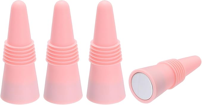 MECCANIXITY 4Pcs Wine Stoppers High Temp Silicone Plug T Shaped Wine Bottle Stopper Wine Outlet Cap Bottle Cover, Nordic Pink