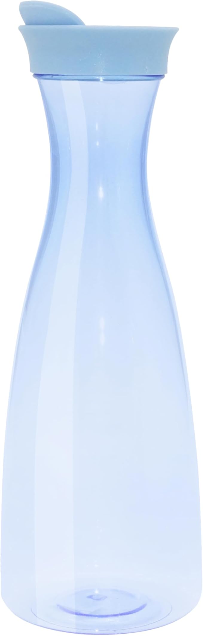 OGGI Clear Carafe w/Flip Open Lid - Ideal Juice Bottle, Clear Pitcher with Lid, Tea Pitcher, Water Carafe, 1.6 Lt(54Oz), Blue Tint