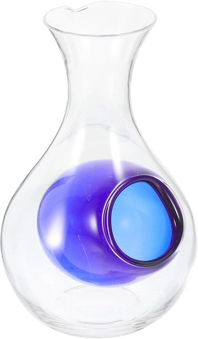 Luxshiny Glass Wine Decanter with Ice Cavity 14Oz Cold Sake Carafe and Whiskey Dispenser for Home Bar and Dinner Parties