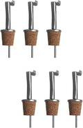 6PCS Wine Pourer with Stopper, Stainless Steel Wooden Cork,Liquor Pour Spouts for Wine Olive Oil Beer Bottles
