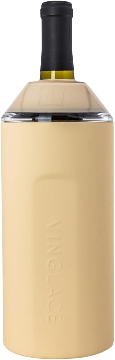 Vinglacé Wine Bottle Chiller- Portable Champagne Insulator- Stainless Steel Wine Cooler Sleeve - Keeps Wine Cold (Sand)