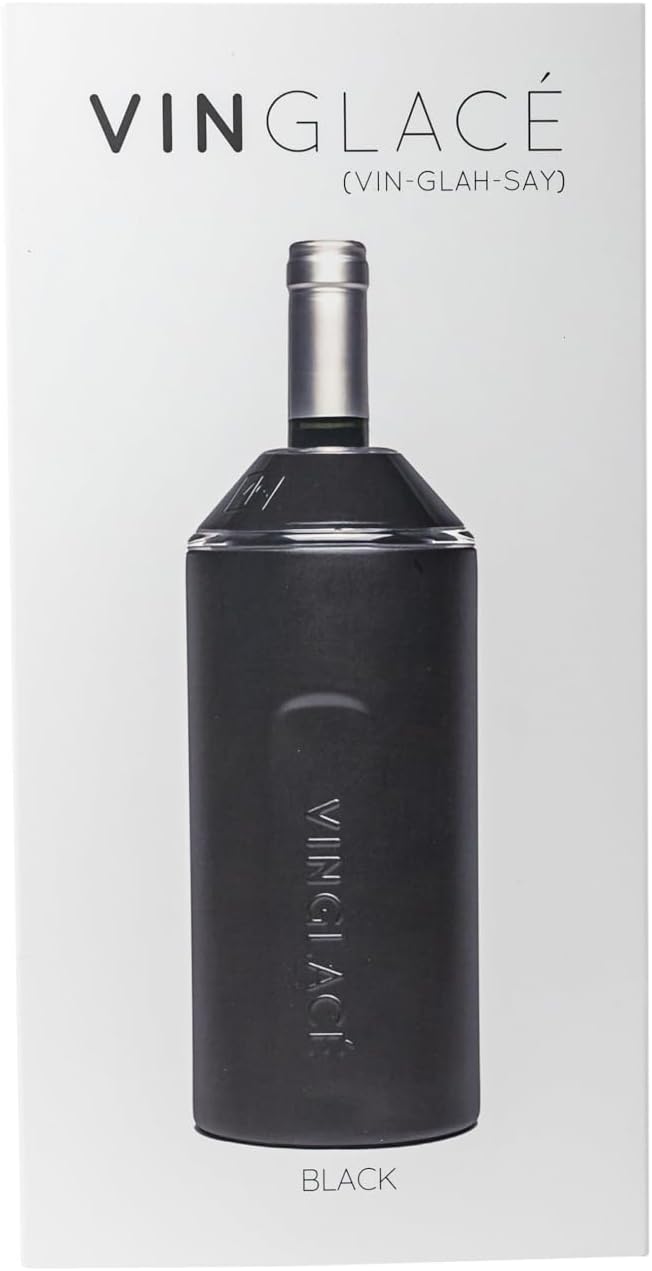 Vinglacé Wine Bottle Chiller- Portable Champagne Insulator- Stainless Steel Wine Cooler Sleeve - Keeps Wine Cold (Black)