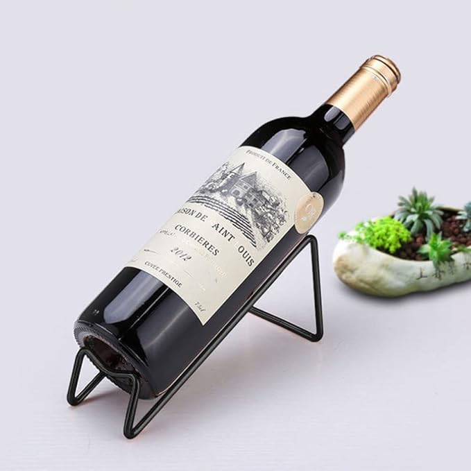 4Pcs Simple Wine Rack, Tabletop Wine Display Rack Wine Bottle Holder, Gift for Kitchen Home Decoration (Black)
