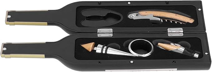 Wine Corkscrew Set | 6 - in - 1 Pourer Stopper Drip Ring Foil Cutter | Ergonomic Bottle Opener for Home/Bar/Kitchen | All - in - One Wine Accessory Present Collection
