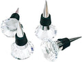 Crystal Diamond Wine Stopper, Sdjdhej 4-Piece Reusable Diamond Wine Set Made Of Crystal/Aluminum Alloy Gift Accessories, Bars, Holiday Parties, Weddings