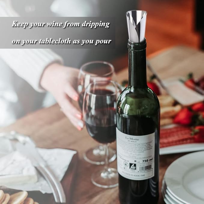 Wine Pourer Disc, Silver Wine Pourer and Stopper Discs Aluminum Foil Reusable Wine Bottle Pouring Disc 15Pcs Thin Drip Stop Pour Spout Card for Wine Beverage Beer Liquid Dispenser (silver)