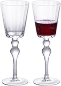 KAMMAK Wine Glasses Set of 2, 11.16 oz Hand Blown Crystal Bordeaux Wine Glasses, Thin Rim & Long Stem, Perfect for Red & White, Daily Use, Wedding or Birthday Gift with Gift Box, Flat Double Pearls