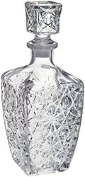 Chefcaptain Liquor Decanter Bottle With Stopper, Lead-Free Glass, Crystal Cut Design, 760ml (26 Oz), Dishwasher Safe, Clear