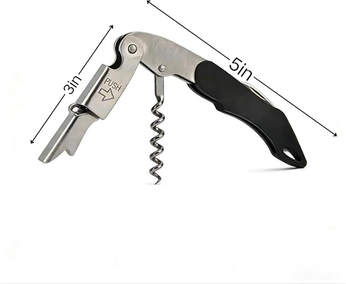 2-piece server corkscrew - a professional wine opener designed specifically for servers and bartenders, featuring a heavy-duty double-hinge design | made of durable stainless steel（ black）
