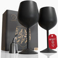 Mother’s Day Gift for Mom – Set of 2 Black Stainless Steel Wine Glasses, 17oz Engraved Goblets with Bottle Stopper, Unbreakable Elegant Wine Cups, Gift for Women, Wife, Mom, Sister